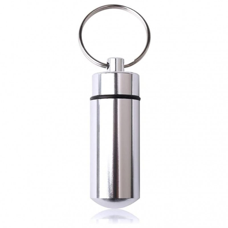 Pillendose mit Schlüsselanhänger Silber