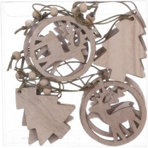 12-teilige Holzdekorationen, Ornament, Weihnachtsbaumanhänger, Weihnachtsdekoration