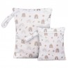2 Stück Wetbag Windeltasche Set 36x25 cm + 25x19 cm Regenbogen braun